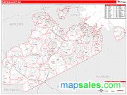 Norfolk County, MA <br /> Wall Map <br /> Zip Code <br /> Red Line Style 2024 Map
