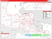 Chippewa County, MI <br /> Wall Map <br /> Zip Code <br /> Red Line Style 2024 Map