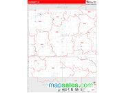 Ionia County, MI <br /> Wall Map <br /> Zip Code <br /> Red Line Style 2024 Map