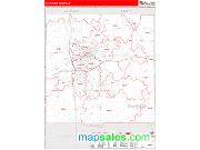 Kalamazoo County, MI <br /> Wall Map <br /> Zip Code <br /> Red Line Style 2024 Map
