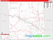 Livingston County, MI <br /> Wall Map <br /> Zip Code <br /> Red Line Style 2024 Map