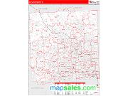 Oakland County, MI <br /> Wall Map <br /> Zip Code <br /> Red Line Style 2024 Map