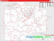 Saginaw County, MI <br /> Wall Map <br /> Zip Code <br /> Red Line Style 2024 Map