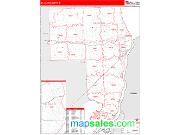 St. Clair County, MI <br /> Wall Map <br /> Zip Code <br /> Red Line Style 2024 Map
