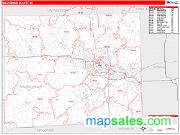 Washtenaw County, MI <br /> Wall Map <br /> Zip Code <br /> Red Line Style 2024 Map