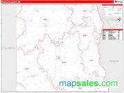 Houston County, MN <br /> Wall Map <br /> Zip Code <br /> Red Line Style 2024 Map