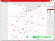 Koochiching County, MN <br /> Wall Map <br /> Zip Code <br /> Red Line Style 2024 Map