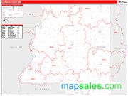 Le Sueur County, MN <br /> Wall Map <br /> Zip Code <br /> Red Line Style 2024 Map