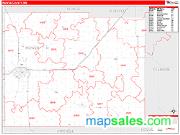 Mower County, MN <br /> Wall Map <br /> Zip Code <br /> Red Line Style 2024 Map
