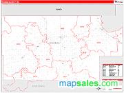 Roseau County, MN <br /> Wall Map <br /> Zip Code <br /> Red Line Style 2024 Map