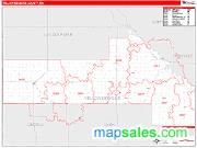 Yellow Medicine County, MN <br /> Wall Map <br /> Zip Code <br /> Red Line Style 2024 Map
