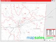 Lauderdale County, MS <br /> Wall Map <br /> Zip Code <br /> Red Line Style 2024 Map