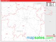 Pontotoc County, MS <br /> Wall Map <br /> Zip Code <br /> Red Line Style 2024 Map