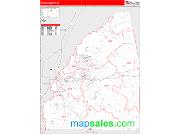 Rankin County, MS <br /> Wall Map <br /> Zip Code <br /> Red Line Style 2024 Map