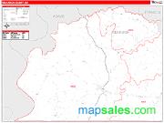 Wilkinson County, MS <br /> Wall Map <br /> Zip Code <br /> Red Line Style 2024 Map