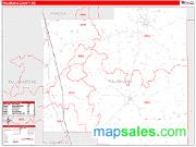Yalobusha County, MS <br /> Wall Map <br /> Zip Code <br /> Red Line Style 2024 Map