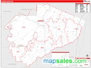 Yazoo County, MS <br /> Wall Map <br /> Zip Code <br /> Red Line Style 2024 Map