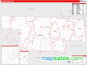 Audrain County, MO <br /> Wall Map <br /> Zip Code <br /> Red Line Style 2024 Map
