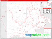 Carroll County, MO <br /> Wall Map <br /> Zip Code <br /> Red Line Style 2024 Map