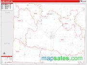 Henry County, MO <br /> Wall Map <br /> Zip Code <br /> Red Line Style 2024 Map