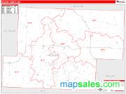 Hickory County, MO <br /> Wall Map <br /> Zip Code <br /> Red Line Style 2024 Map