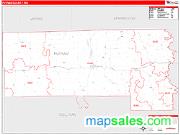 Putnam County, MO <br /> Wall Map <br /> Zip Code <br /> Red Line Style 2024 Map