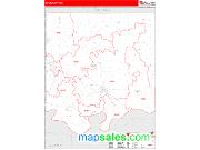 Ray County, MO <br /> Wall Map <br /> Zip Code <br /> Red Line Style 2024 Map