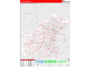 St. Louis County, MO <br /> Wall Map <br /> Zip Code <br /> Red Line Style 2024 Map