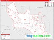 Sanders County, MT <br /> Wall Map <br /> Zip Code <br /> Red Line Style 2024 Map
