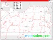 Cass County, NE <br /> Wall Map <br /> Zip Code <br /> Red Line Style 2024 Map