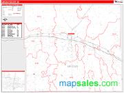 Lincoln County, NE <br /> Wall Map <br /> Zip Code <br /> Red Line Style 2024 Map