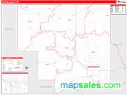 Platte County, NE <br /> Wall Map <br /> Zip Code <br /> Red Line Style 2024 Map