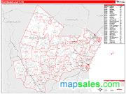 Rockingham County, NH <br /> Wall Map <br /> Zip Code <br /> Red Line Style 2024 Map