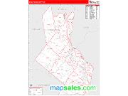 Strafford County, NH <br /> Wall Map <br /> Zip Code <br /> Red Line Style 2024 Map