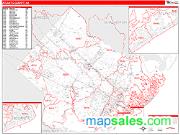 Atlantic County, NJ <br /> Wall Map <br /> Zip Code <br /> Red Line Style 2024 Map