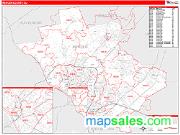 Mercer County, NJ <br /> Wall Map <br /> Zip Code <br /> Red Line Style 2024 Map