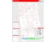Franklin County, NY <br /> Wall Map <br /> Zip Code <br /> Red Line Style 2024 Map