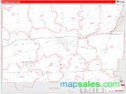 Genesee County, NY <br /> Wall Map <br /> Zip Code <br /> Red Line Style 2024 Map