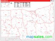 Wayne County, NY <br /> Wall Map <br /> Zip Code <br /> Red Line Style 2024 Map