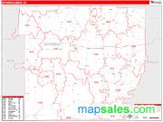 Wyoming County, NY <br /> Wall Map <br /> Zip Code <br /> Red Line Style 2024 Map