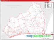 Brunswick County, NC <br /> Wall Map <br /> Zip Code <br /> Red Line Style 2024 Map