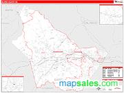 Burke County, NC <br /> Wall Map <br /> Zip Code <br /> Red Line Style 2024 Map