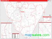 Cabarrus County, NC <br /> Wall Map <br /> Zip Code <br /> Red Line Style 2024 Map