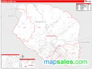 Caldwell County, NC <br /> Wall Map <br /> Zip Code <br /> Red Line Style 2024 Map