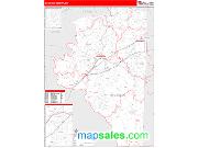 Davidson County, NC <br /> Wall Map <br /> Zip Code <br /> Red Line Style 2024 Map