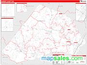 Harnett County, NC <br /> Wall Map <br /> Zip Code <br /> Red Line Style 2024 Map