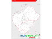 Lee County, NC <br /> Wall Map <br /> Zip Code <br /> Red Line Style 2024 Map