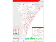 New Hanover County, NC <br /> Wall Map <br /> Zip Code <br /> Red Line Style 2024 Map