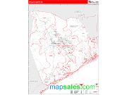 Onslow County, NC <br /> Wall Map <br /> Zip Code <br /> Red Line Style 2024 Map