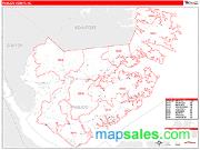 Pamlico County, NC <br /> Wall Map <br /> Zip Code <br /> Red Line Style 2024 Map